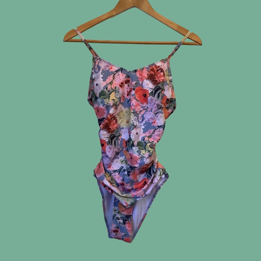 Swimall Womens One Peace Pink Floral Swim Suit Romantic Bathing Suit S NWT!